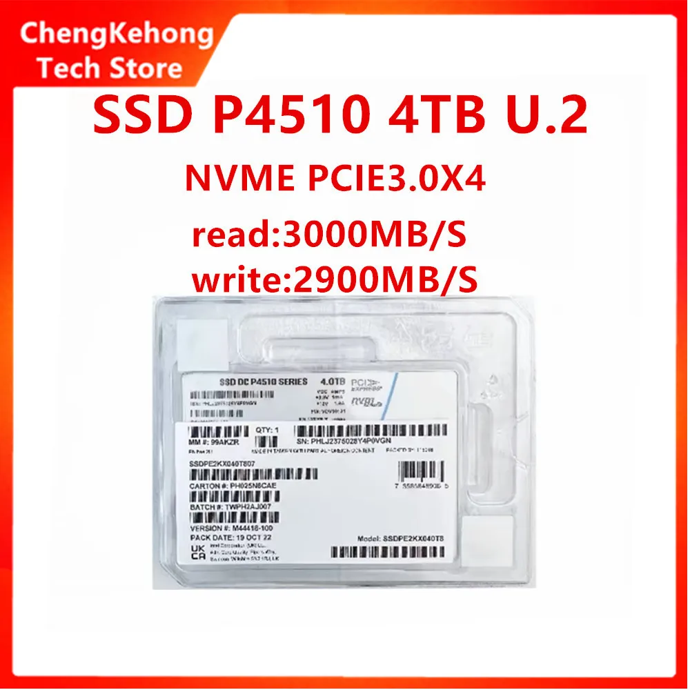 SSD Original For Intel P4510 1T 2T 4T U.2 PCIE3.0 NVMe 2.5in Write Dense Server Enterprise  Solid State Drive