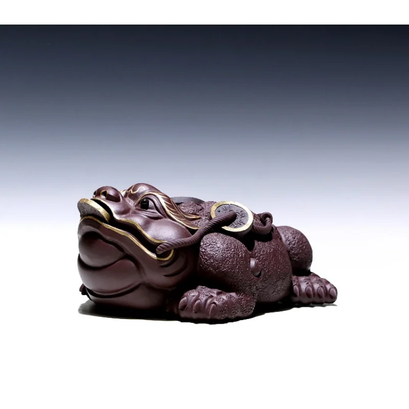 【Tao Yuan】Yixing Raw Ore Purple Sand Tea Ornaments Decoration Creative Tea Ceremony Tea Set Purple Fortune Tracing Golden Toad