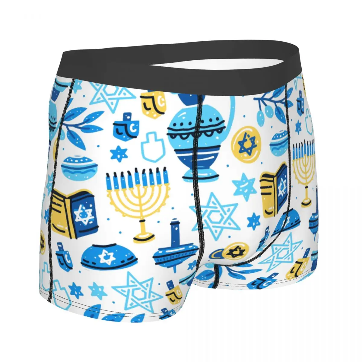 Hanukkah Pattern Men's Boxer Briefs,Highly Breathable Underwear,High Quality 3D Print Shorts Birthday Gifts