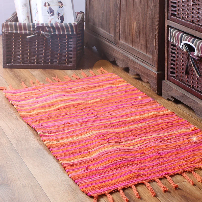 Nordic Cotton Linen Carpet for Living Room Bedroom Splicing Area Rug Long Water Absorbent Bath Kitchen Mat Hotel Home Decoration