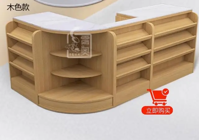 Supermarket checkout Solid wood shop small counter snack mother and baby pharmacy stationery fruit convenience store corner bar