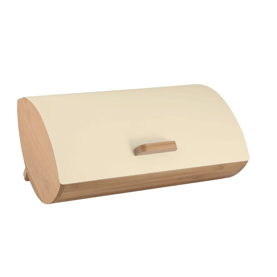 Bamboo Cover Bread Box, Household Iron Storage Box, Kitchen Storage Metal Sealing Box Bamboo