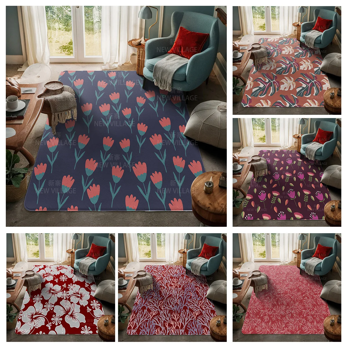 House entrance carpet Home door mat Room Bath Foot bathroom non-slip Kitchen water absorption rugs Modern Nordic boho plant