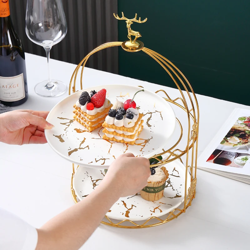 

Hotel multi-layer dessert table display rack, high-end fruit plate light luxury afternoon tea, dessert, candy, snacks, dried fru