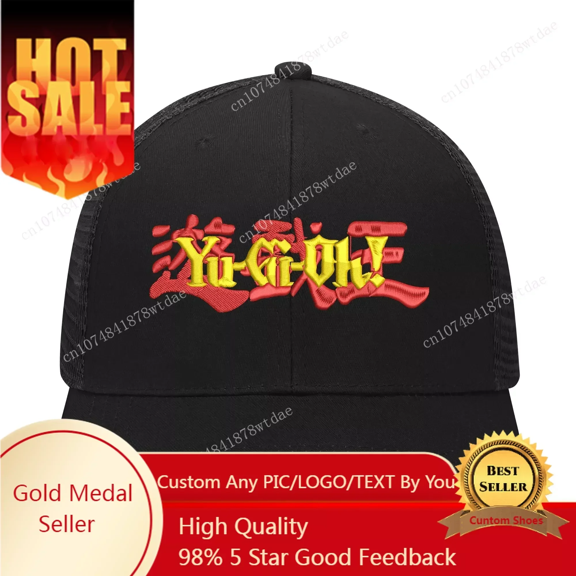 

Yu-Gi-Oh! Logo Embroidery Hat Mens Womens Sports Baseball Hats Hip Hop Mesh Cap Summer Headdress Custom Made Caps