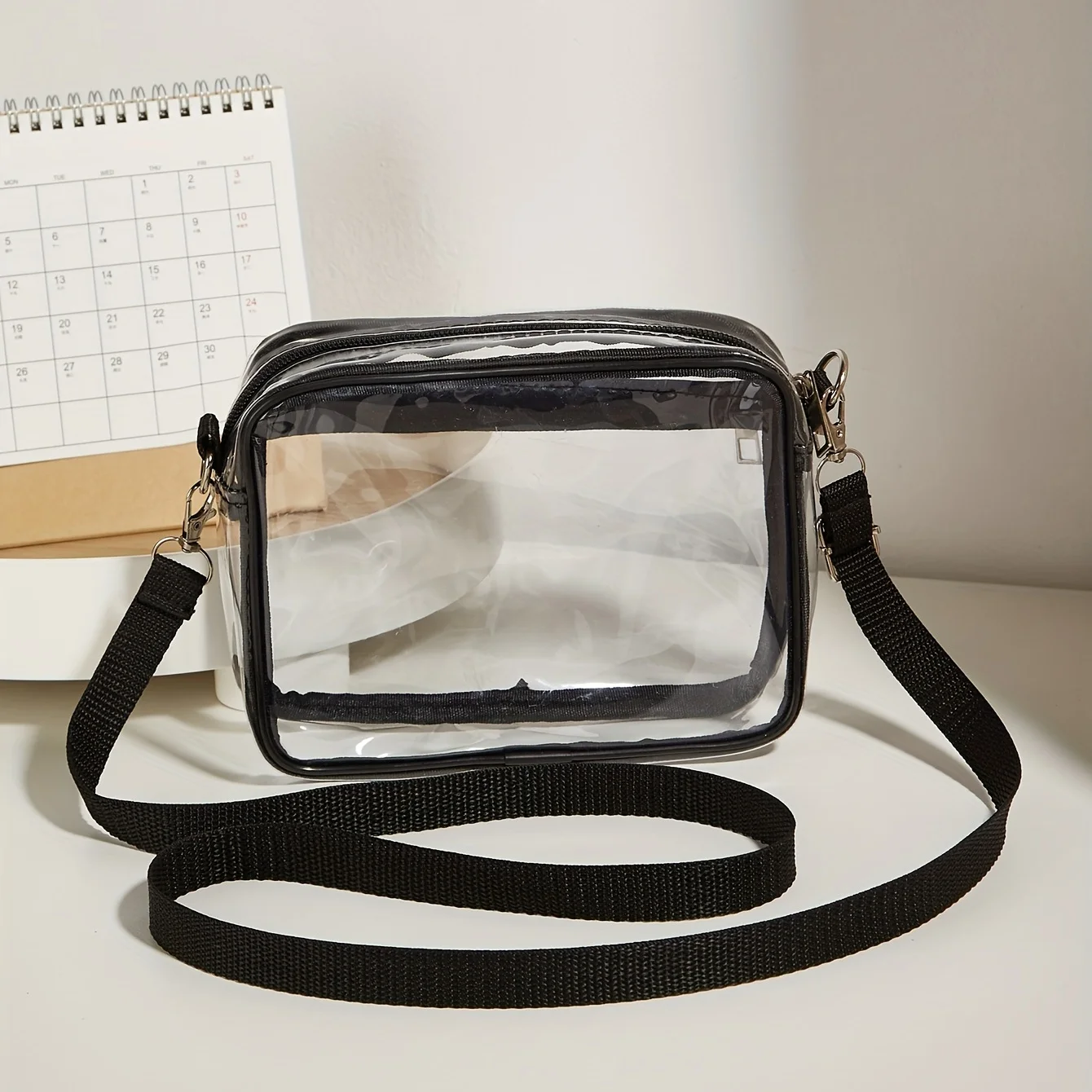[Chic Style] Schicke transparente Umhängetasche mit verstellbarem Riemen – Elegante PVC-Schultertasche mit Reißverschluss – Detail 3