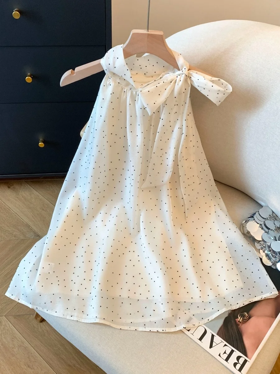 

Ele Knot Ne Hanging Strap Vest Women's Summer Loose Casual Polka Dot Top Faionable Lace irt Snowflake