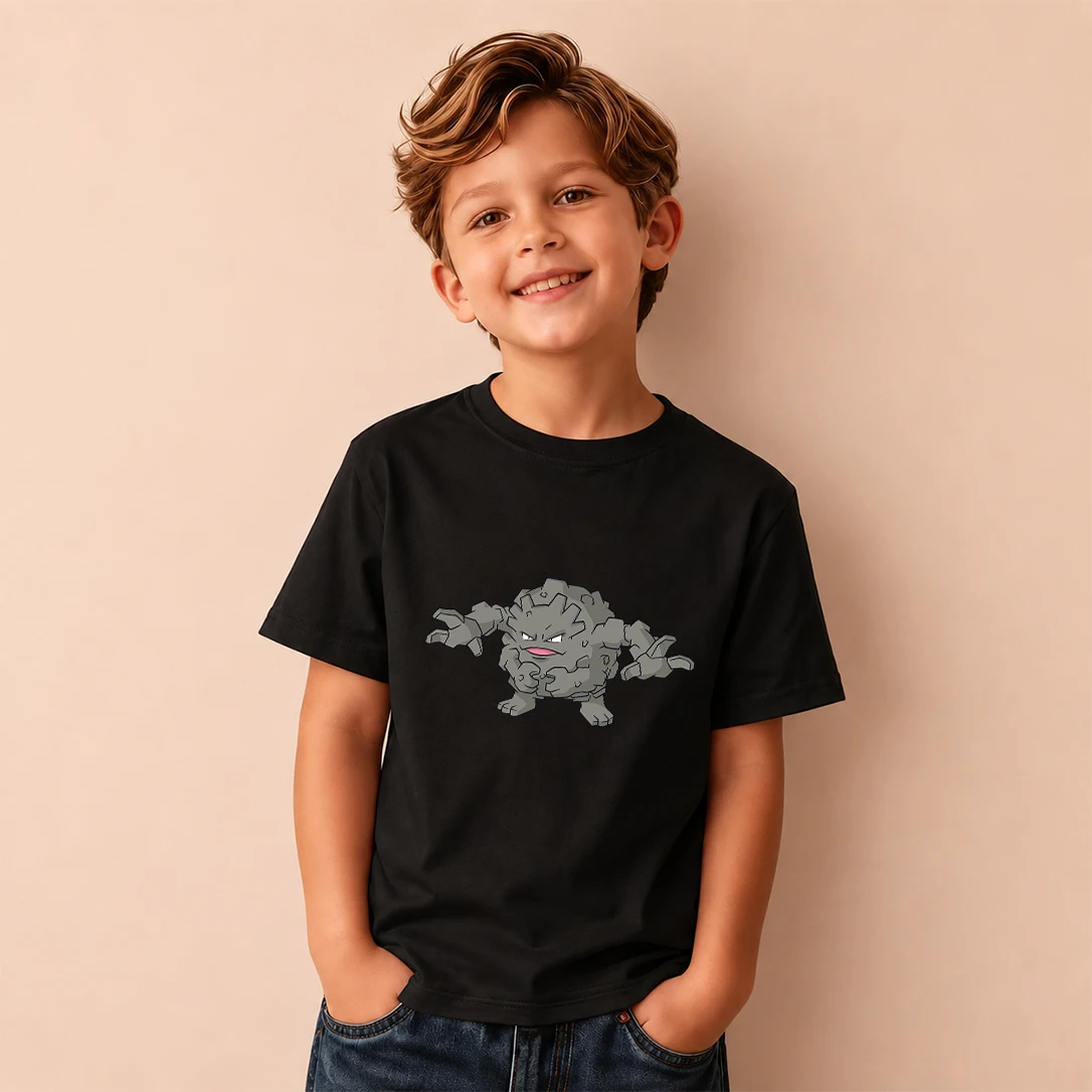 Kids T-shirt Pokemon Graveler Print Short Sleeve Tee Boys Girls Casual Tops Birthday Gift