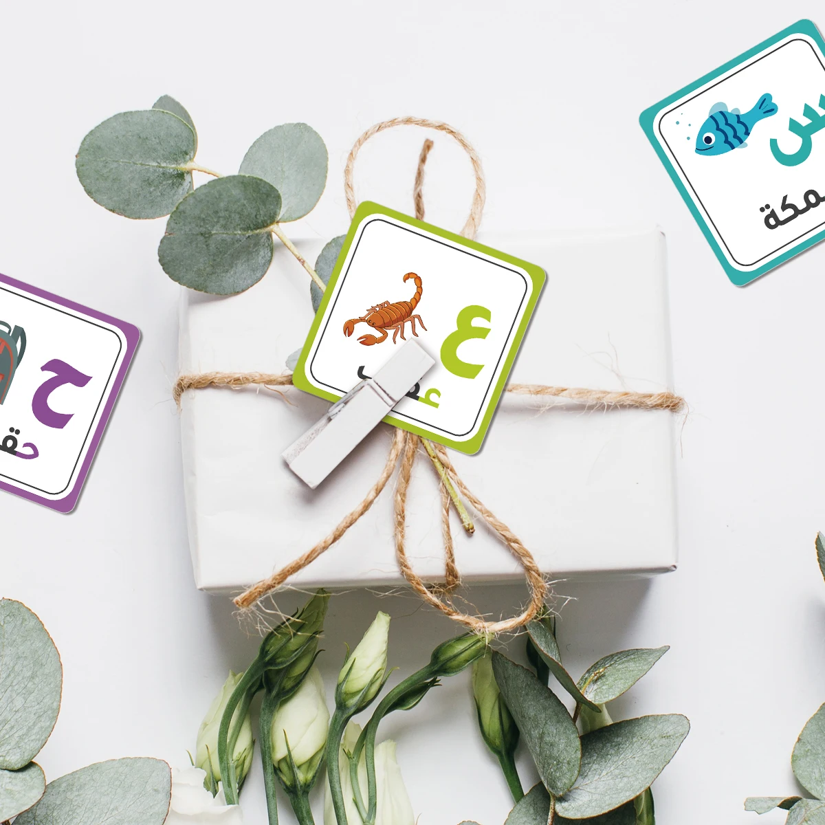 28 قطعة من بطاقات نطق الحروف الأبجدية العربية مع نمط حيواني لتنوير اللغة للأطفال وتعلم المرح والتعليم في مرحلة ما قبل المدرسة #3