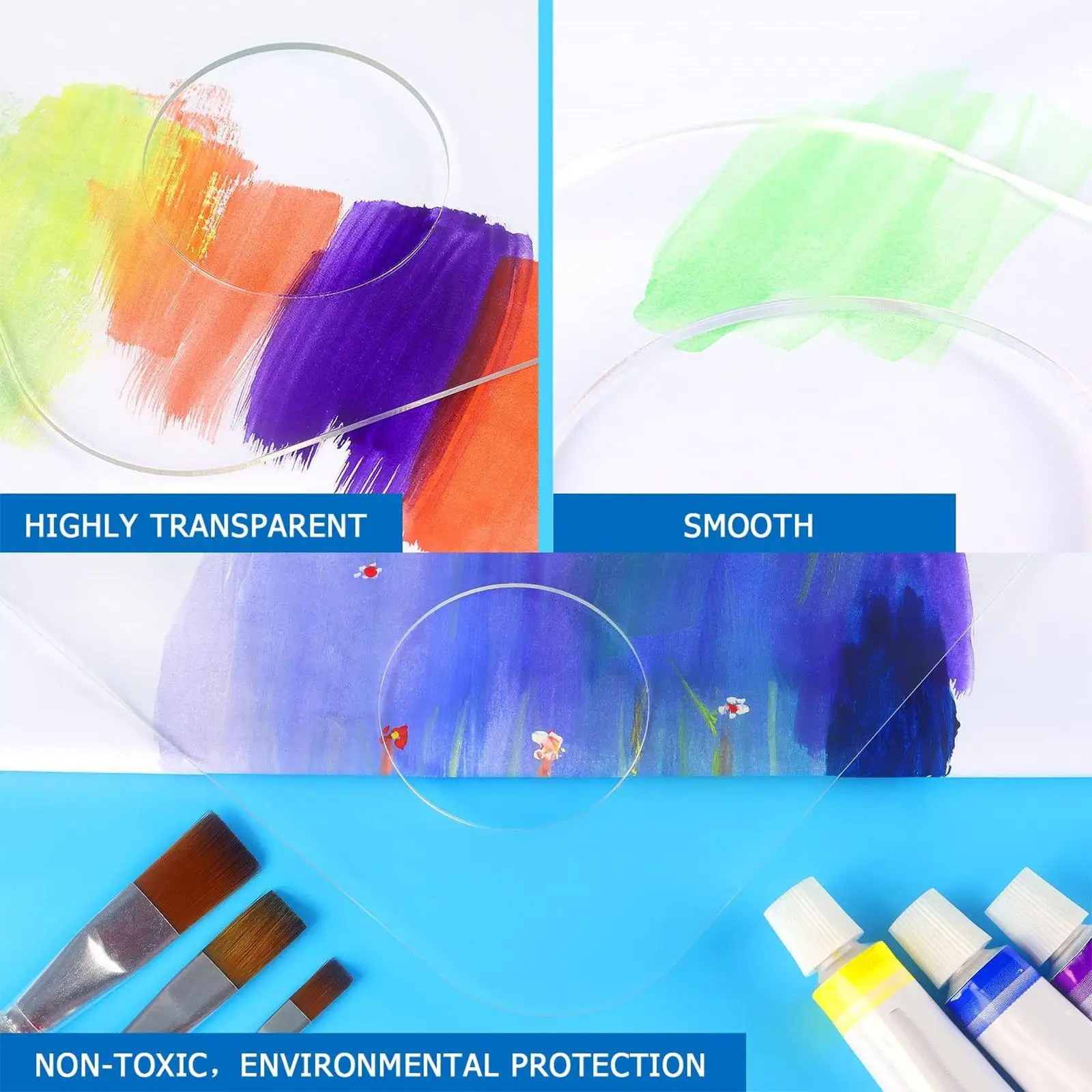 2x Art Paint Plate Painting Pallet Supply Thumb Hole for Color Mixing