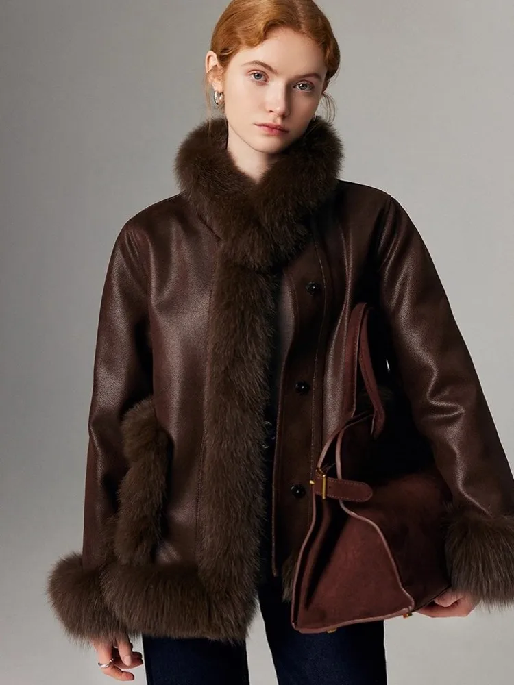 Piumino da donna con collo in pelliccia di volpe impiombato Piumino invernale caldo in oca Cappotto da festa di alta qualità Cappotti dritti da donna da ufficio