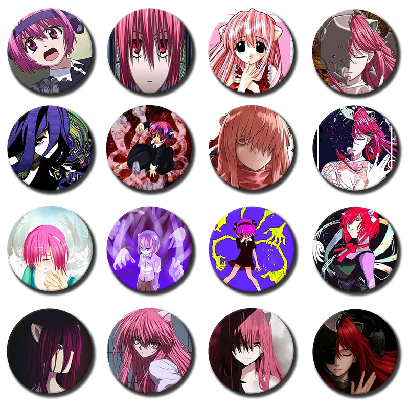 58mm Anime E-Elfen Lied Round Pins Handmade Brooch for Clothes Backpack Decoration Cartoon Badge