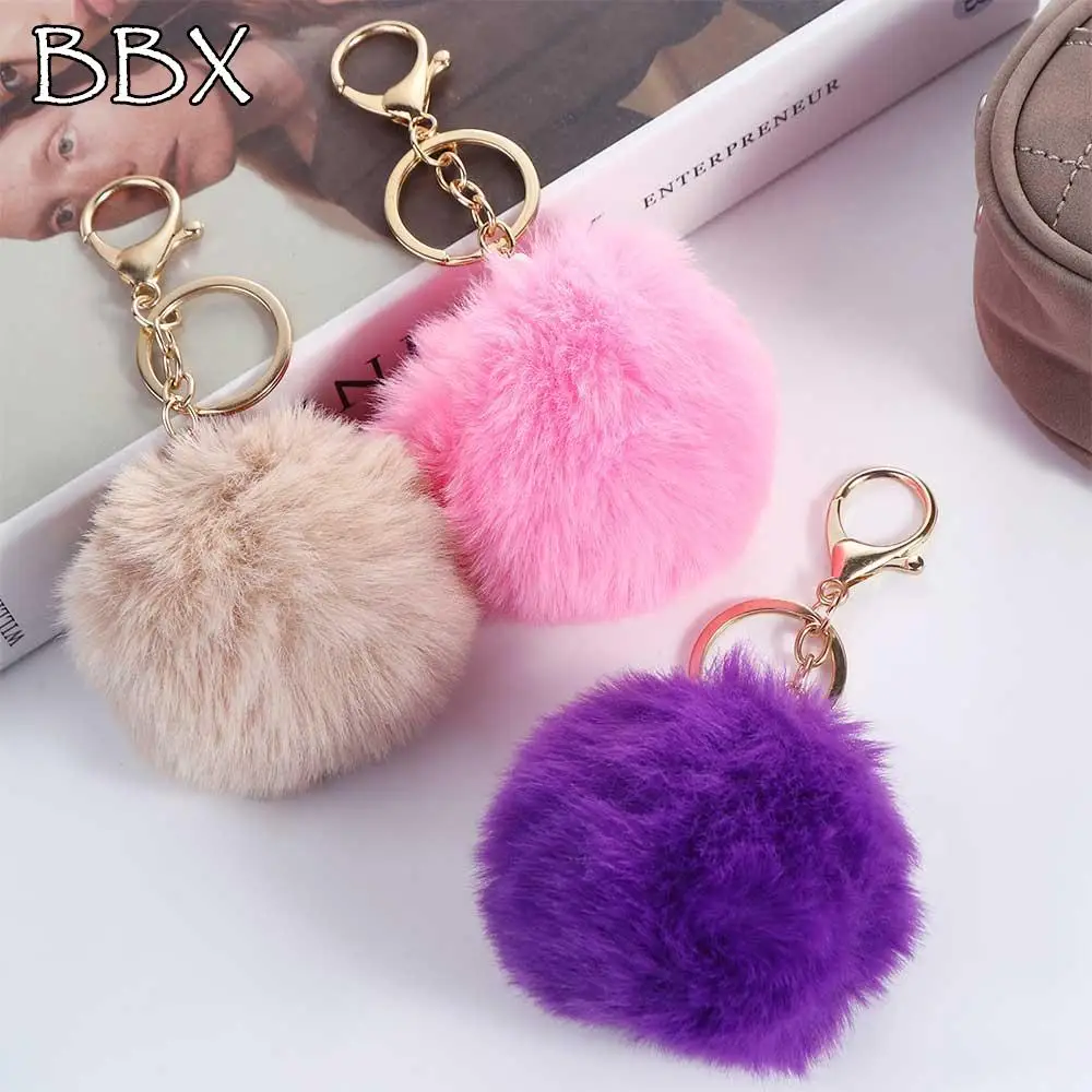 

Car Keyring Key Ring Handbag Charms Fluffy Pompom Bag Pendant Car Keyring Fur Ball Keychain Pom Fluffy Key Chains Key Holder