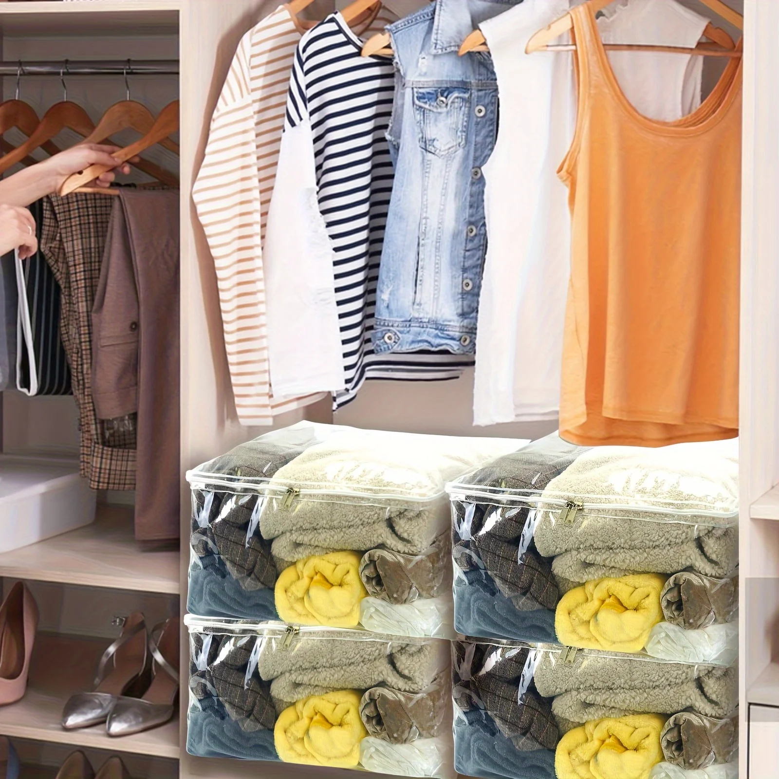 Transparente PVC-Aufbewahrungstasche mit Reißverschluss, Mehrzweck-Aufbewahrungstasche, geeignet für Decken, Bettwäsche, Kuscheldecken und Kissen – Detail 5