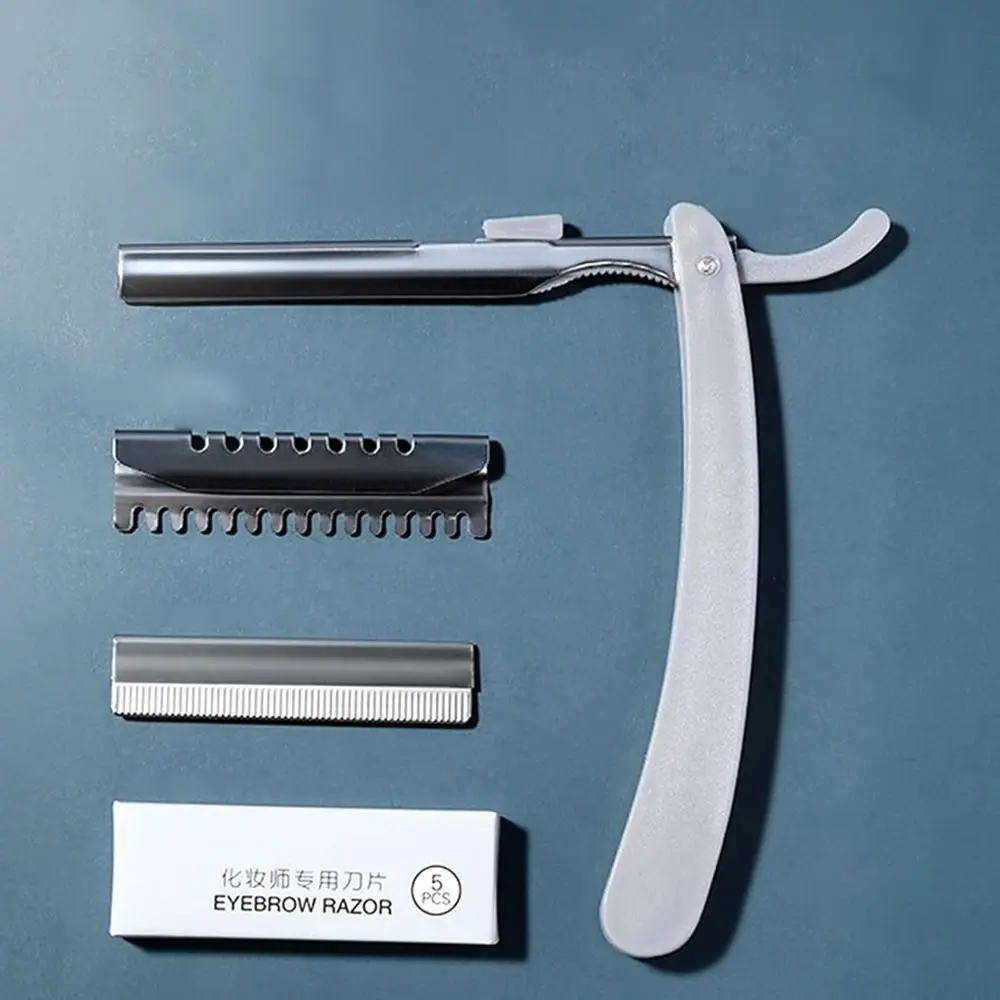 Maquinilla de afeitar para cejas plegable en caliente, recortadora de cejas Simple de acero inoxidable, Mini recortadora de cuchillas de afeitar para afeitarse la cara, barba para hombres