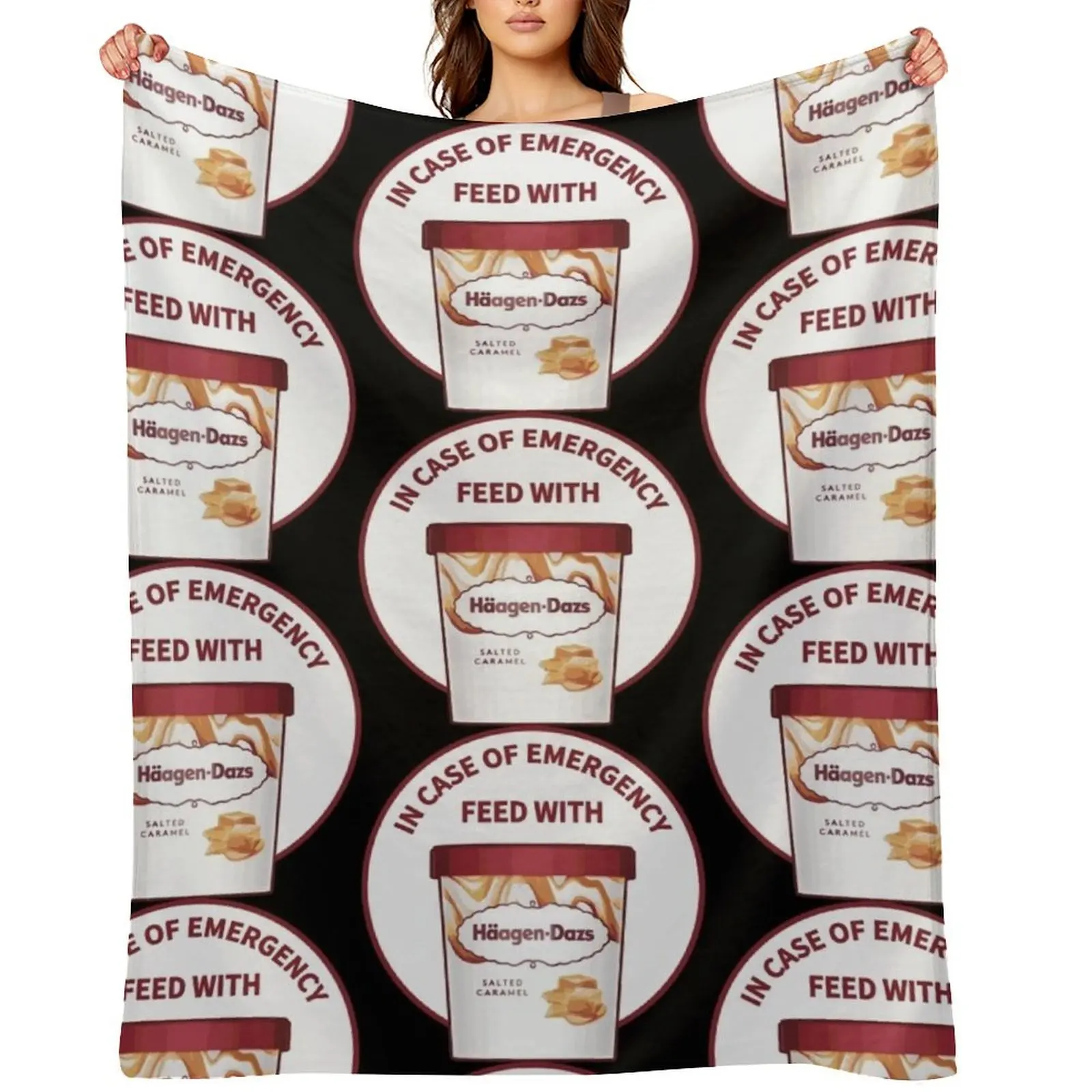 

In Case Of Emergency Feed With Haagen-Dazs Throw Blanket Tourist Loose For Decorative Sofa warm winter Blankets
