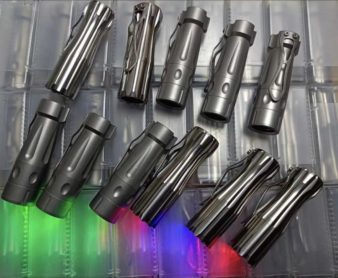 1 Piece Portable Pocket Titanium Alloy TC4 Three Eye Torch Flashlight 18350 Strong Light( without battery)