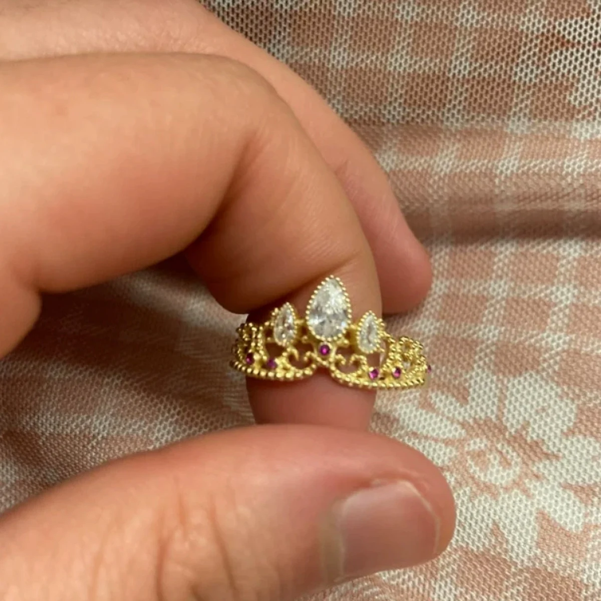 Crown Shaped Ring Princess Jewelry For Women Girl Fashion Wedding Accessories Gold Color Finger Rings （No Box） Gift For Her image 3