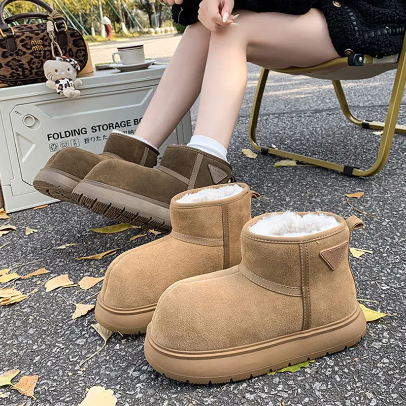 Thick Soled Short Tube Snow Boots Women 2025 Winter New Leopard Print Ankle Boots Fashion Designer Cute Plush Warm Cotton Shoes