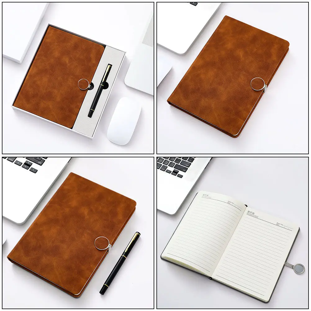 1Set Premium Imitation Writing Notebook Diary Book Notepad with Pen Thick Smooth Dowling Paper Portable for Students