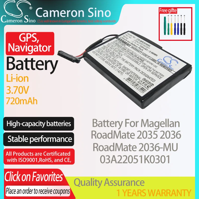 Batería de navegador para Magellan RoadMate 2035 RoadMate 2036 RoadMate 2036-MU, compatible con Magellan 03A22051K0301, batería de navegador