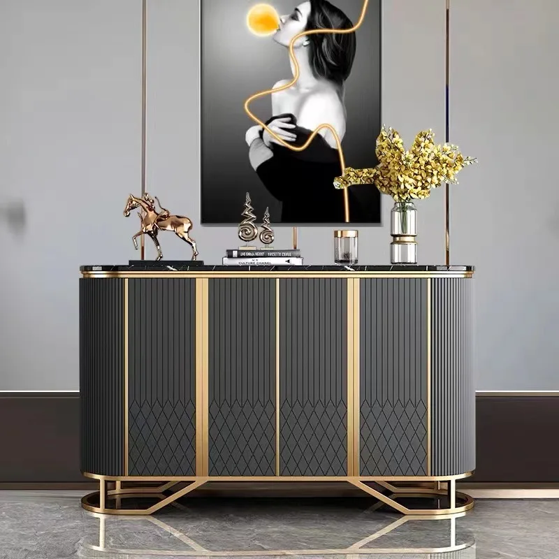 Light luxury marble entrance cabinet Modern simple partition decorative cabinet Living room wall locker