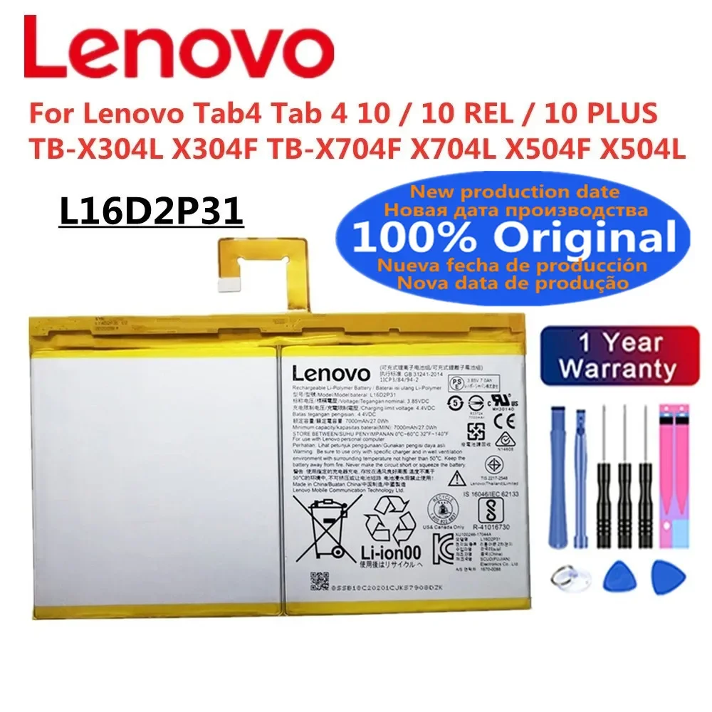 

L16D2P31 Original Battery For Lenovo Tab4 Tab 4 10 / 10 REL / 10 PLUS TB X304L X304F X704F X704L X504F X504L Tablet Batteria