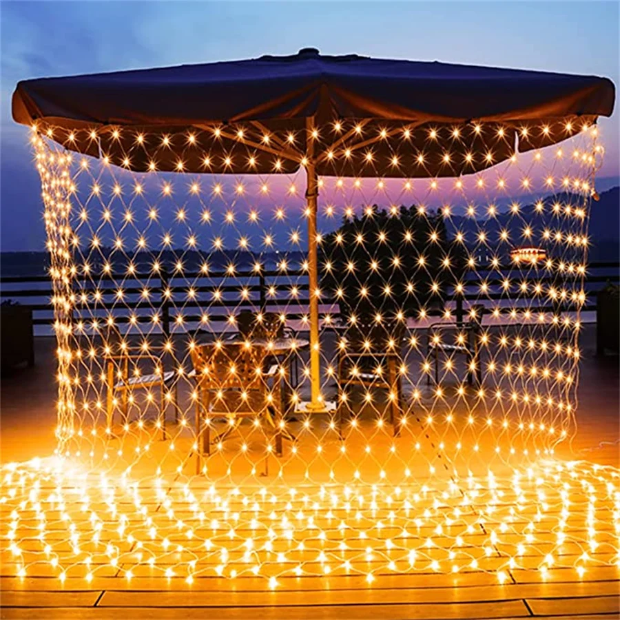 

LED Mesh String Light Outdoor Christmas Net Light Garland Party Wedding Decor Curtain Fairy Light 8 Modes Garden Tree Bush Light