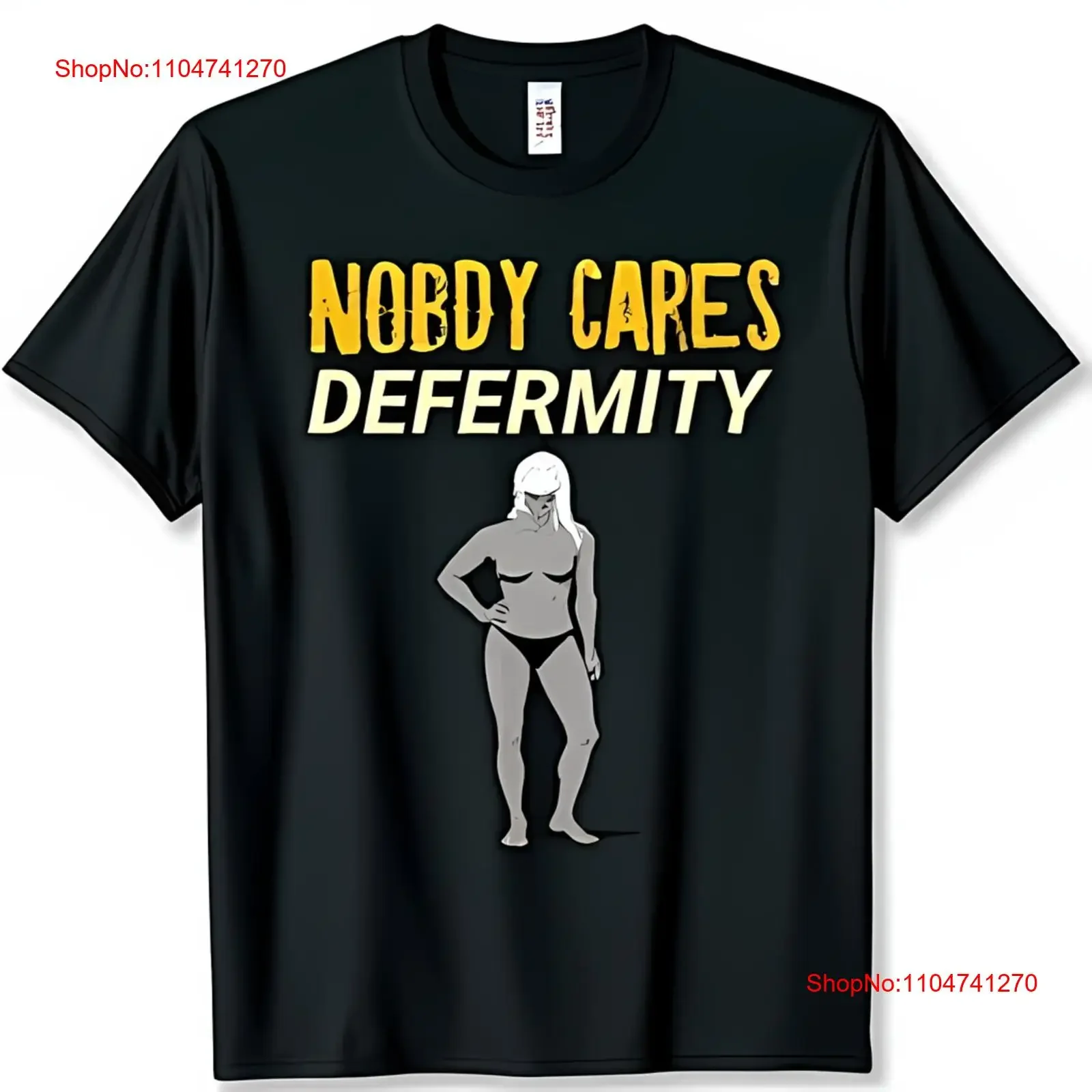 

Черная футболка с Nobody Cares Defermity, элегантный женский дизайн, винтажная стираная мужская удобная дышащая слегка повседневная футболка