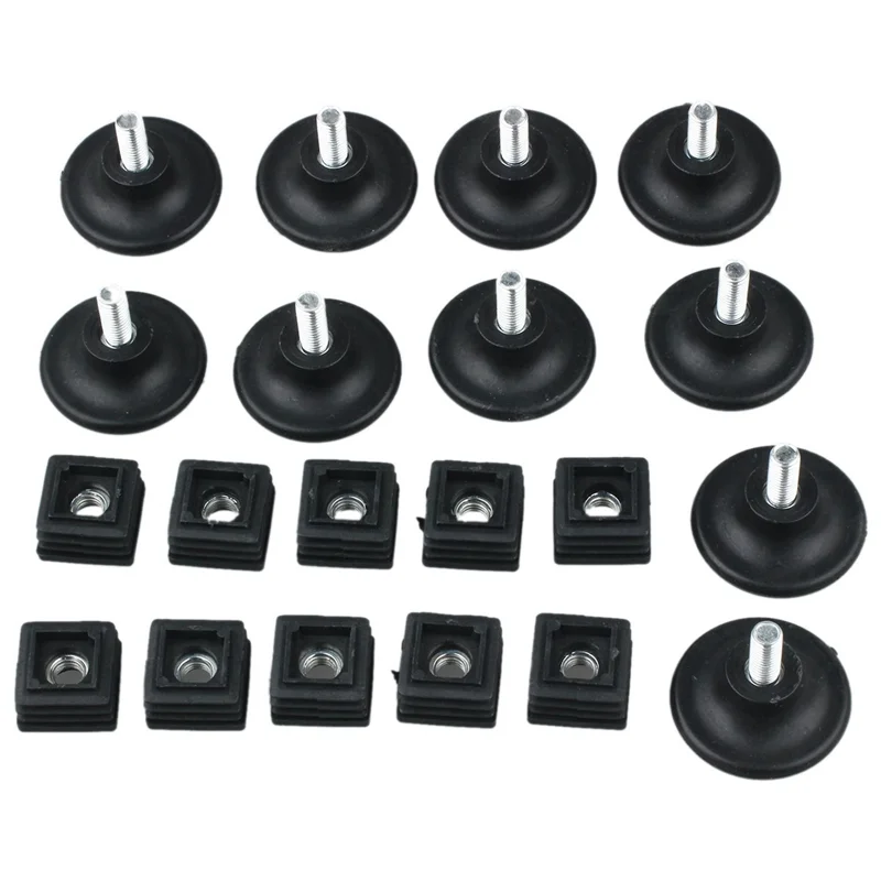 AT53 50 juegos de pie de nivelación ajustable de 45 mm de diámetro de base 25 mm x 25 mm Kit de inserción de tubo cuadrado