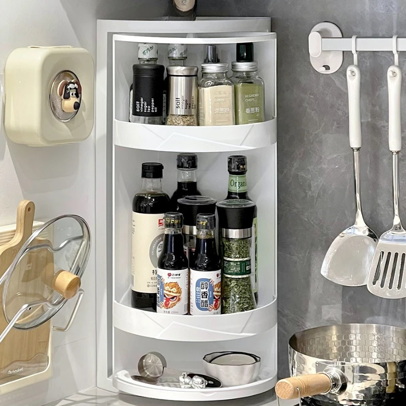 

360° Rotating Spice Organizer Kitchen Countertop Storage Pantry Cabinet Storage Racks for Condiments Dust-proof Storage Box