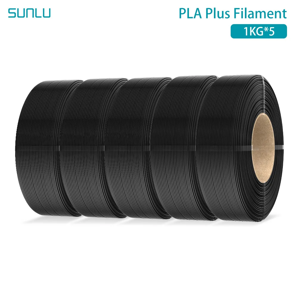 SUNLU PLA PLUS 5KG 3D-Drucker Filament Nachfüllpackung PLA+ 1,75mm 1KG, Wiederverwendbare Spulen Kompatibel mit Bambu Lab A1 Drucker