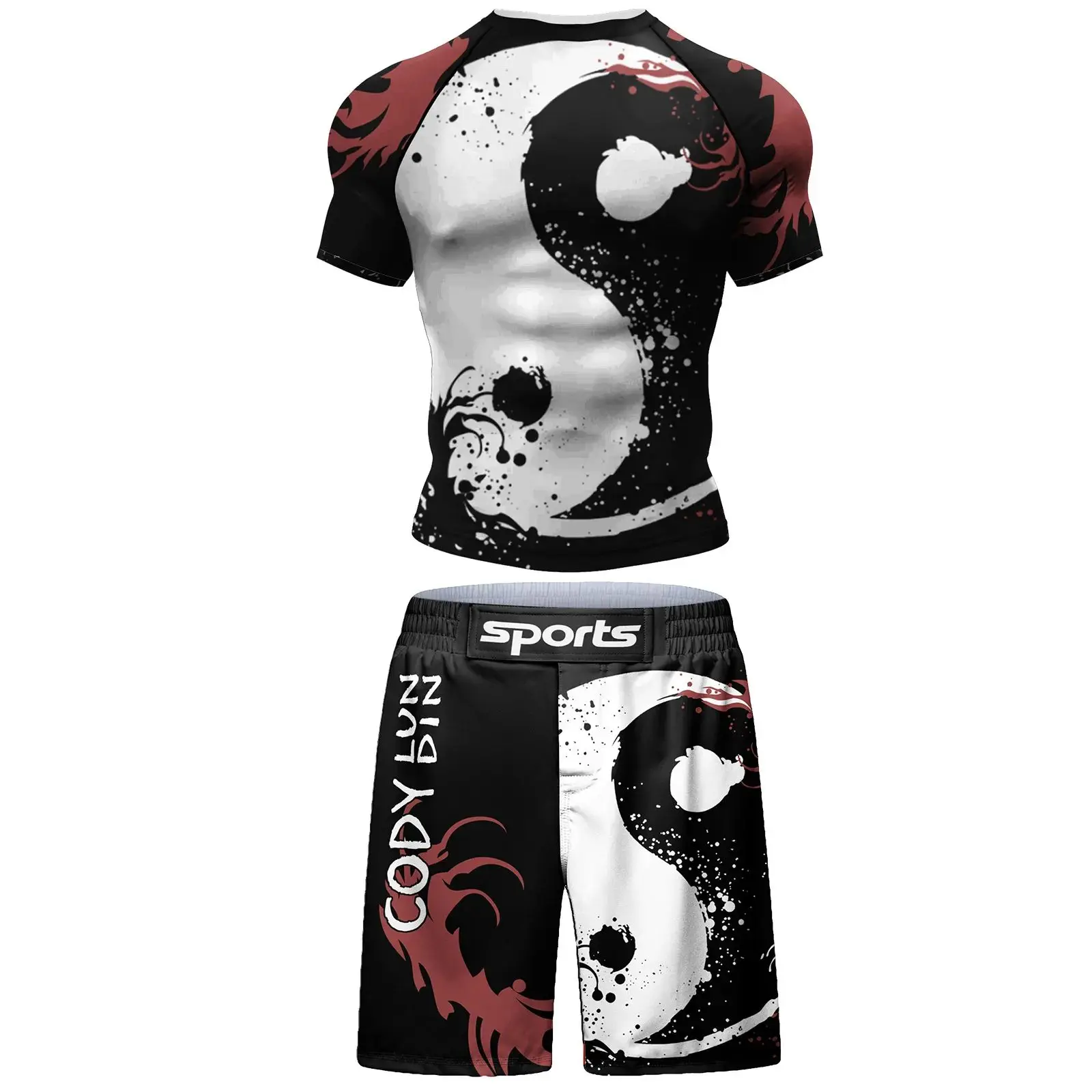 Conjuntos Populares de Shorts para Body Surfing, Jiu Jitsu BJJ No-Gi, Rashguard + Shorts de Grappling, Ropa Elástica Fresca para Lucha y Running
