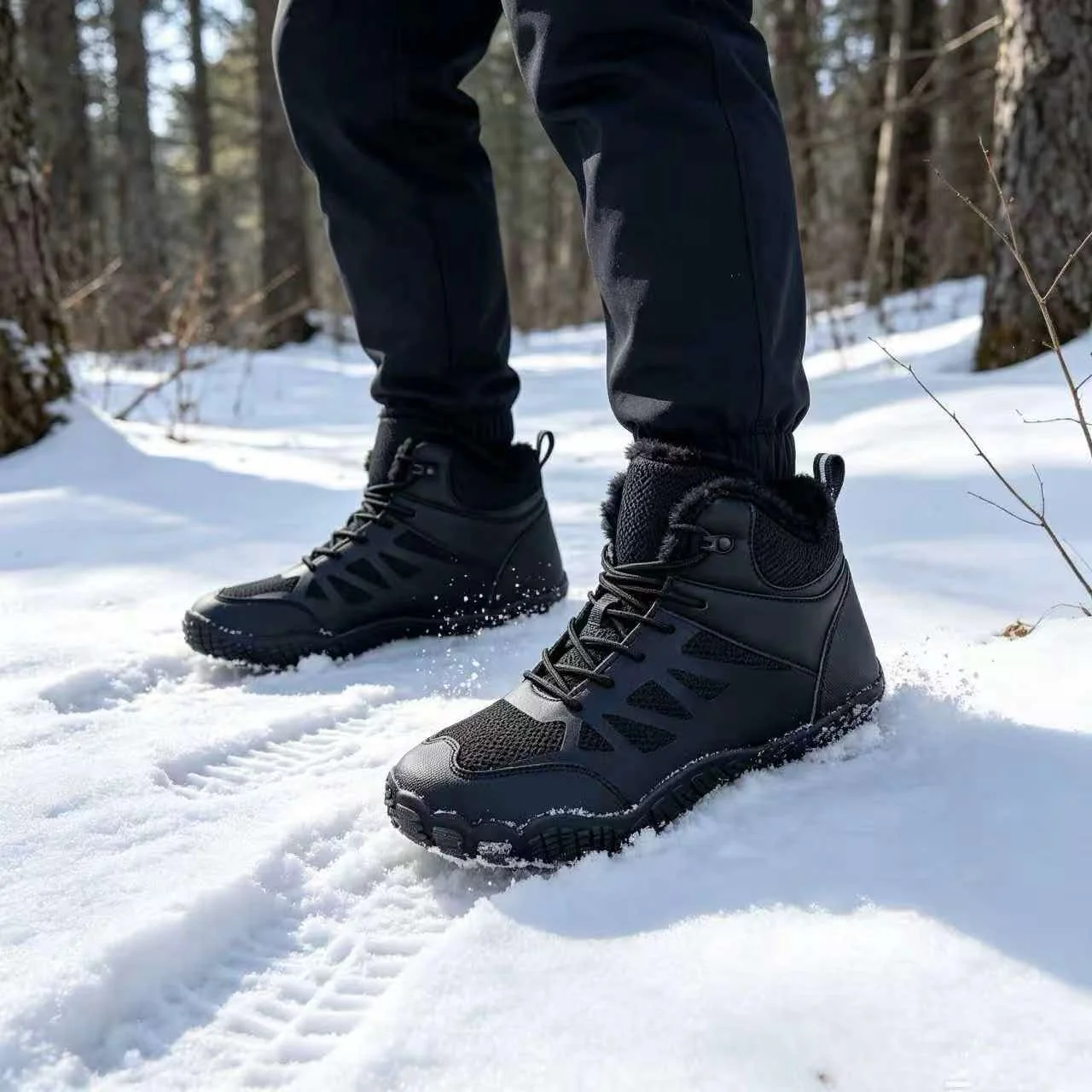 Men Winter Snow Boots Plush Lined Warm Thick Sole Casual Ankle Boots Fashion Daily Outdoor Walking Comfortable Cold Weather Male