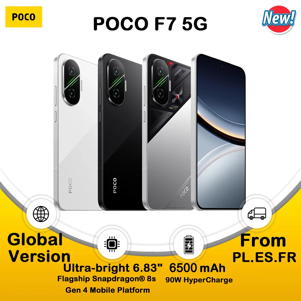 Smartphone POCO F7 5G NFC Snapdragon ® Batterie 8S Gen 4 6500mAh 90W 6,83 1,5 K 120Hz AMOLED Caméra 50MP