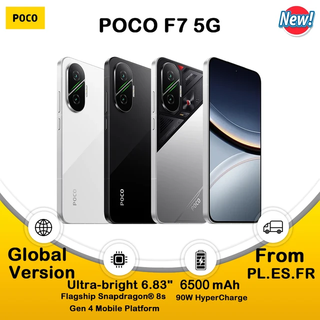 POCO F7 5G NFC smartfona Snapdragon ® 8s Gen 4 Bateria 6500mAh 90W 6,83" 1,5K 120Hz AMOLED Aparat 50MP