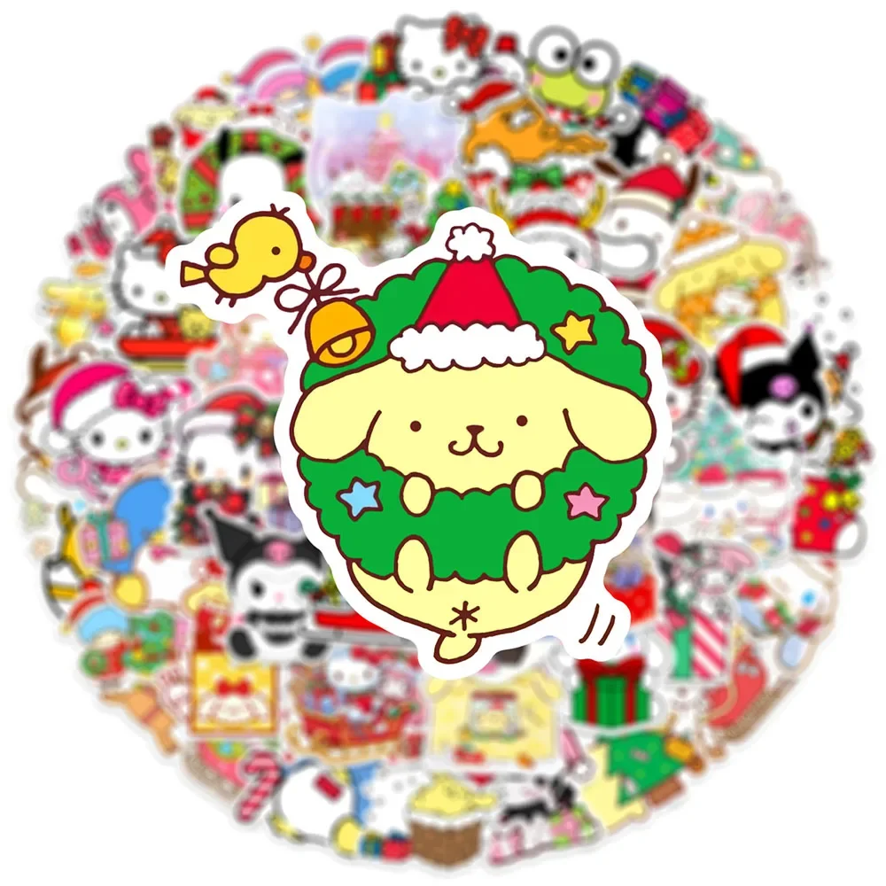 50 قطعة ملصقات كاواي عيد الميلاد سانريو للأطفال ألعاب مضحكة مرحبا كيتي الكرتون الشارات DIY بها بنفسك الهاتف الثلاجة دفتر القرطاسية سيارة #5