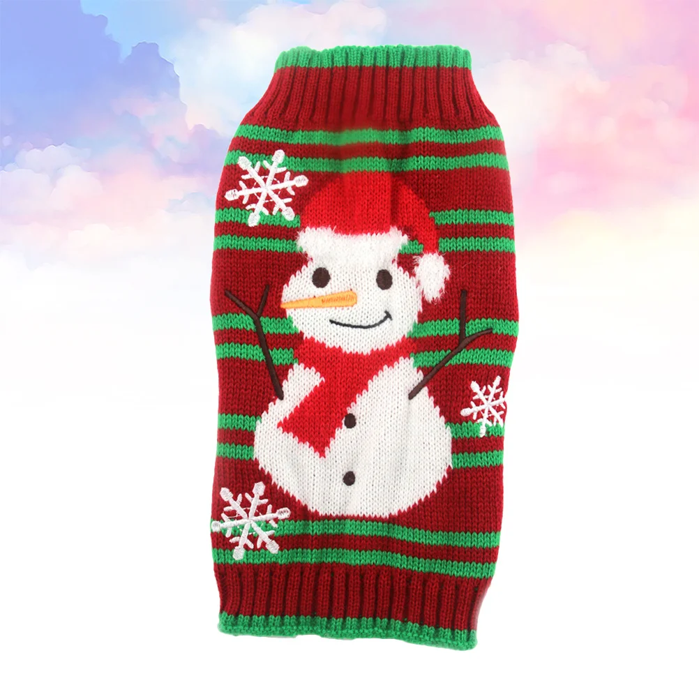 

1Pcs Pet Dog Sweater Soft Wool Snowman Stripe Pattern Warm Puppy Clothes Christmas New Year Autumn Winter Size Xxs
