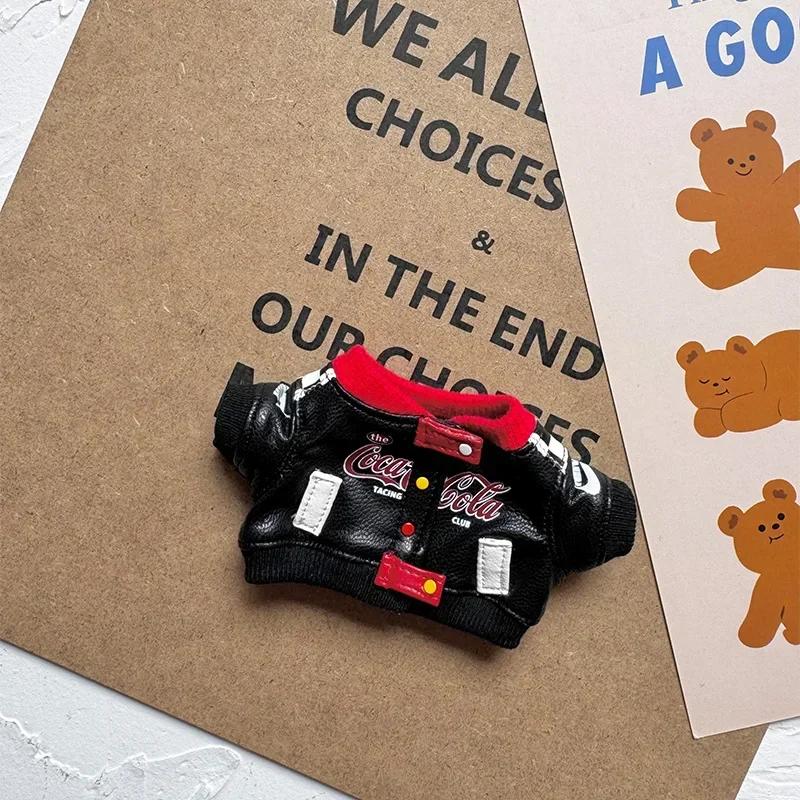 Für Labubu Kleidungsset Mini-Lederjacke, hübsche Baseballuniform, handgefertigtes Kleidungsset, fortschrittlicher Modedesigner, keine Puppe,