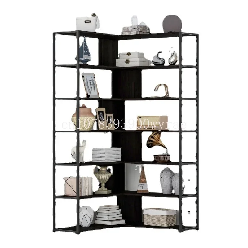 

L-Shaped Corner Bookcase with Metal Frame\ Industrial Style Shelf with Open\7-Tier Bookcase Home Office Bookshelf