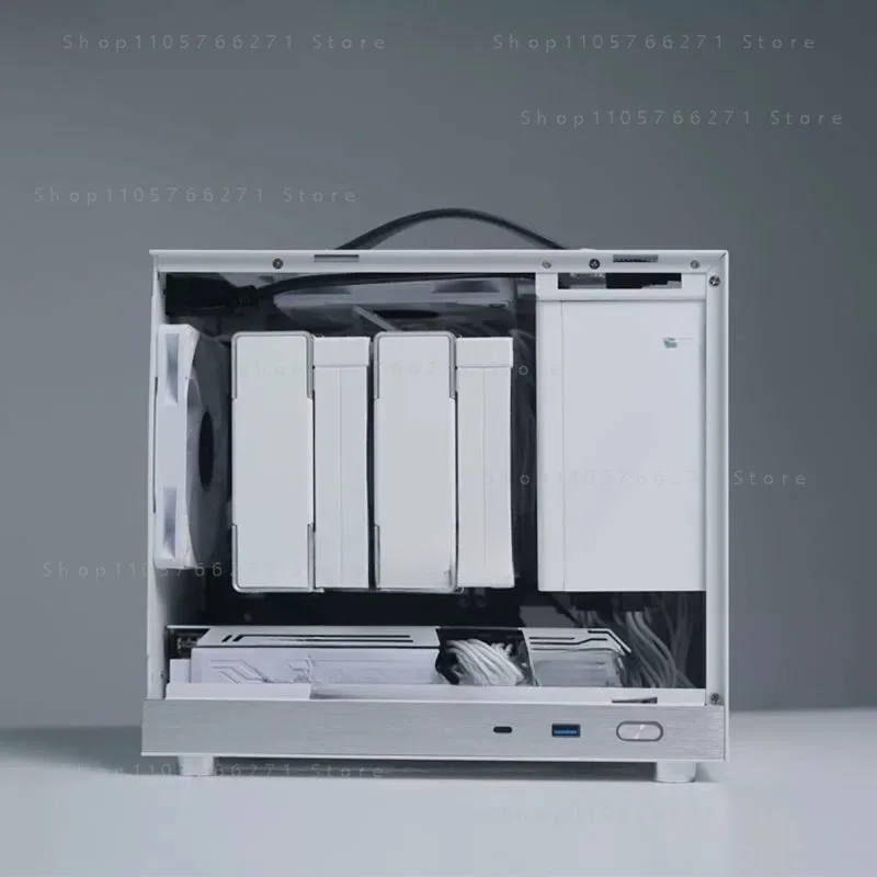 Mini ITX Aluminum PC Case Portable Small Form Factor Tower with Tempered Glass Side Panel Compact Desktop Chassis