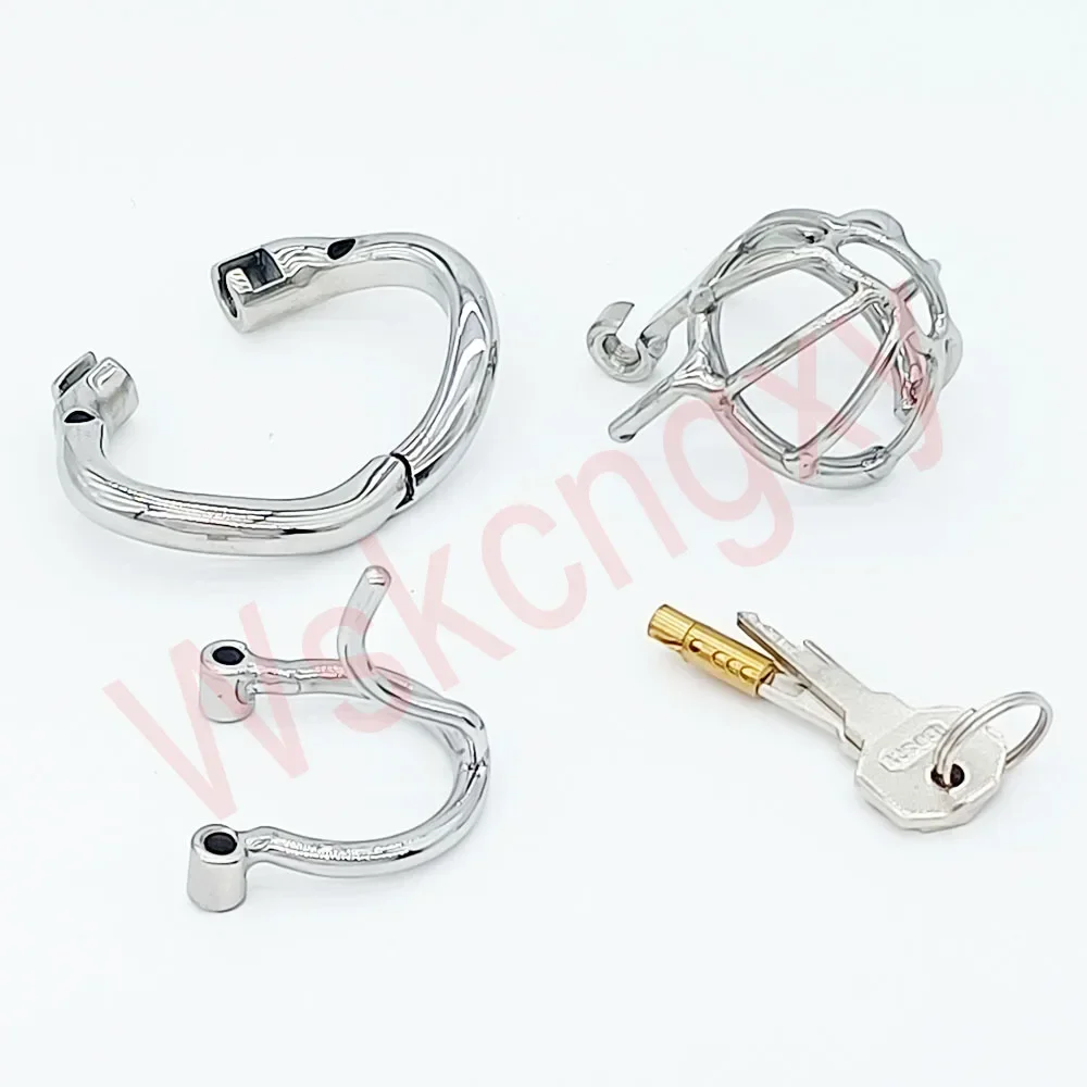 Stainless Steel Male Chastity Device With Removable PA Puncture Cock Cage Penis Ring Sex Toys For Men Erotic Urethral Lock