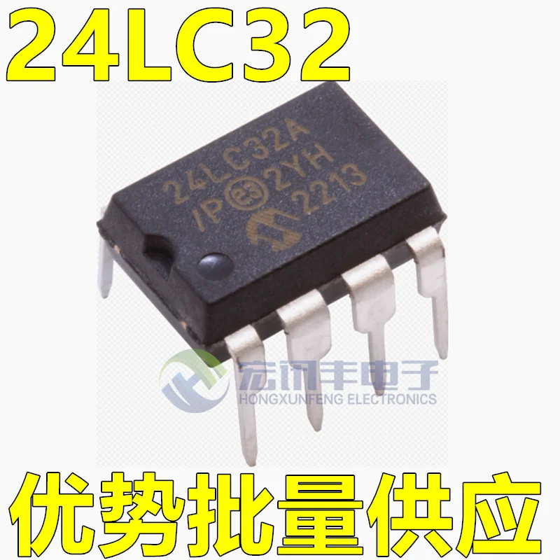 10PCS/New 24LC32A-I/P 24LC32A/P Direct DIP8 32Kbit 4K EEPROM Memory