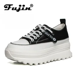 Fujin 5cm scarpe da 8cm in vera pelle scarpe da ginnastica Chunky Platform Heel Wedge scarpe invernali da donna calde Sneakers vulcanizzate Tenis Mujer