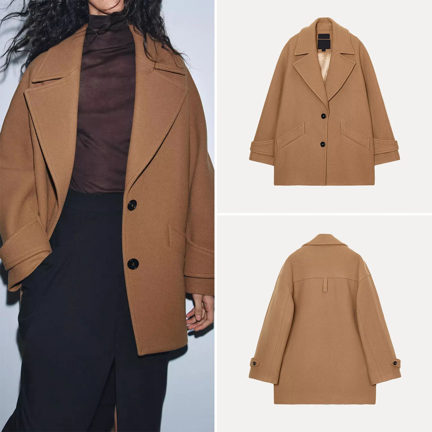 

Z Women's Faion Long Sve Lapel Loose Coat Versatile Sli Outerwear for Daily Use Winter 2025 Open Front Button