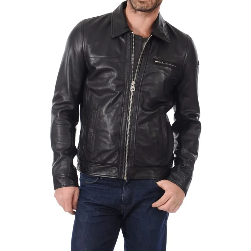 

Men's Leather Jacket Fashionable Rider Sheepskin European and American Fashion Trend Men Leather Jacket