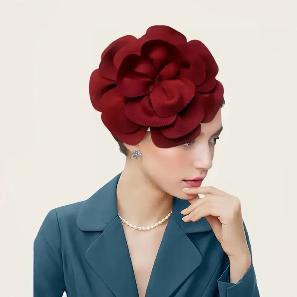 

Exquisite Large Rose Flower Headband Sweet Elegant Oversized Flower Headpiece Top Hat Hair Hoop Masquerade Hair Band Photography