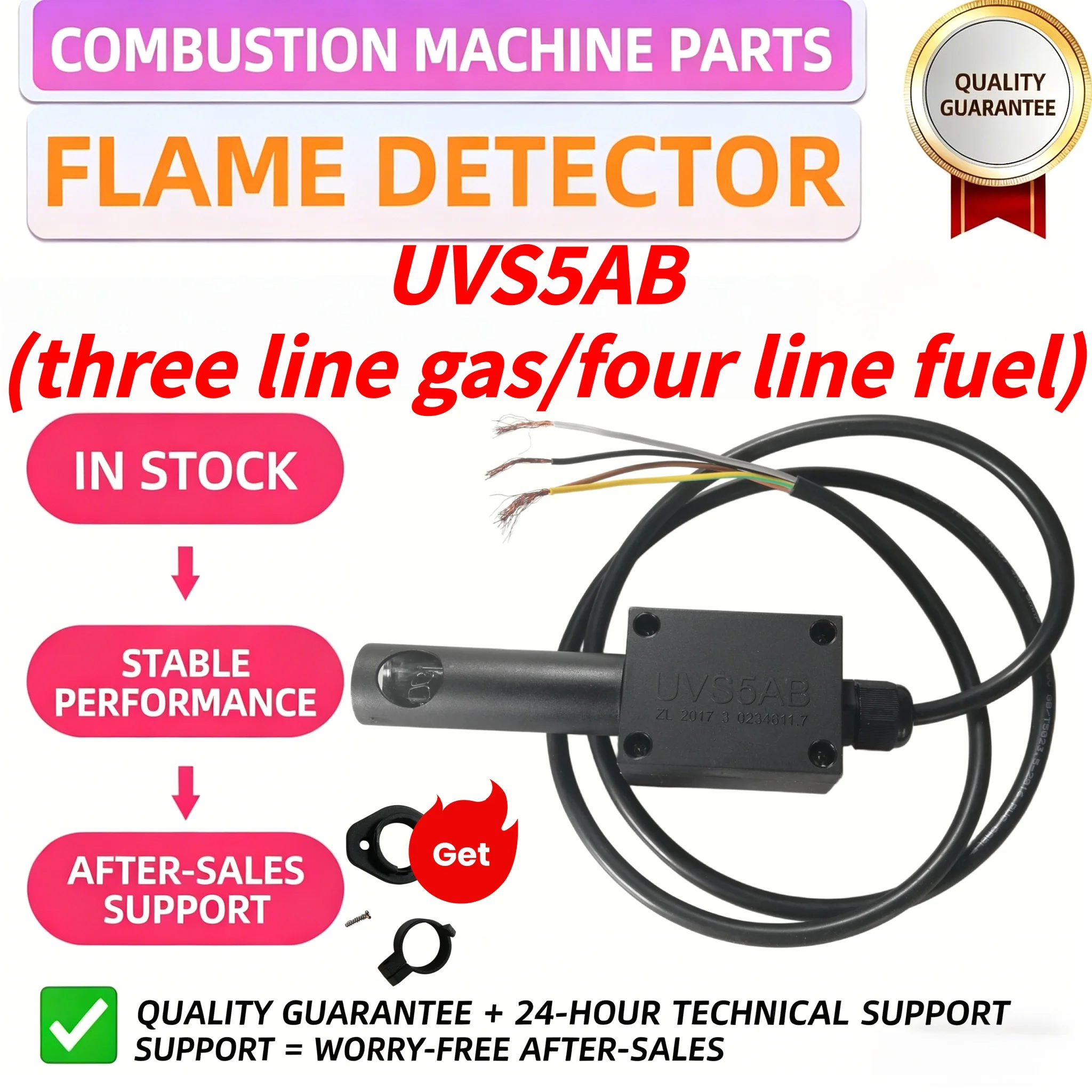 

【Send flange buckle】UVS5AB Ultraviolet Flame Detector Ion Needle UV Eye Sensor for Methanol Natural Gas Burner Combustion Parts,