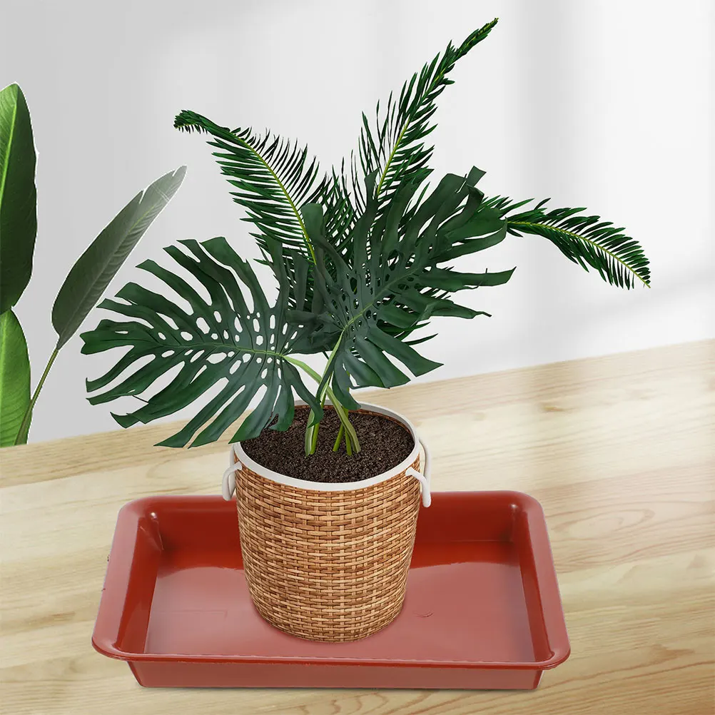 

8pcs Rectangular Planter Saucer Tray Durable Plastic Flower Pot Base Water Resistant Drainage Tray For Indoor Plants Large Plant