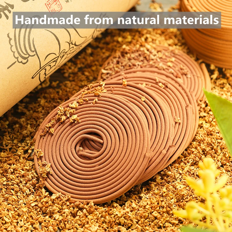 Incense Coils 48pcs Natural Sandalwood Scent  Fragrance Handmade Incense Coil Burn for 2-4 Hours No Chemicals Relieve Stress